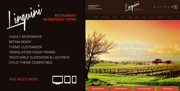 Linguini: Restaurant Responsive WordPress Theme
