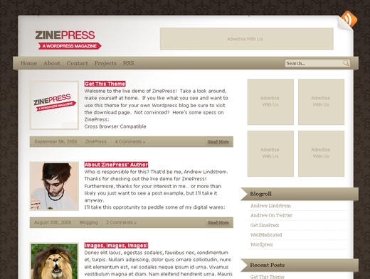 Zinepress - free wordpress theme