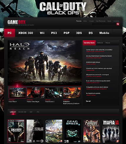 Black Game Portal WordPress Theme - Gaming