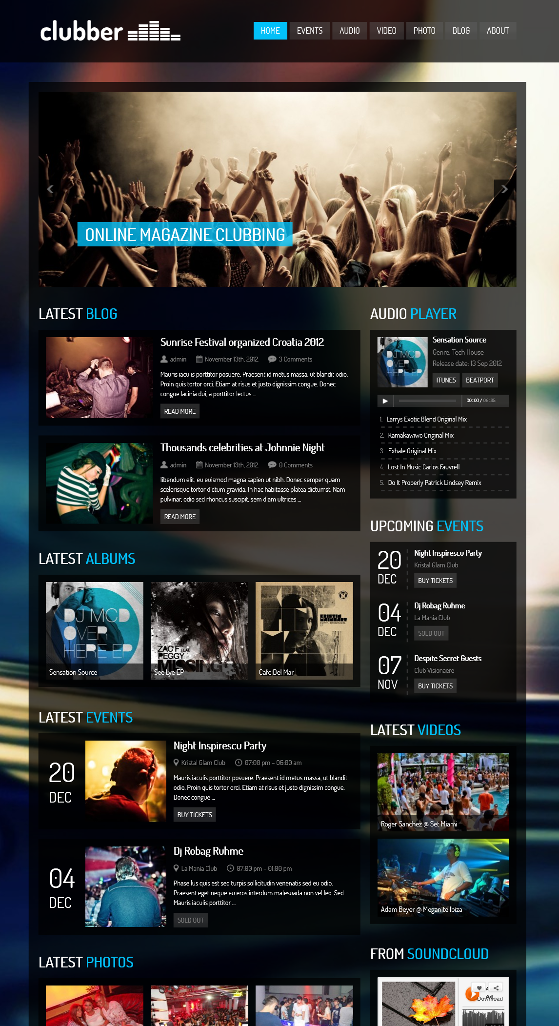 Clubber - Events & Music WordPress Theme - Music|Premium wordpress themes