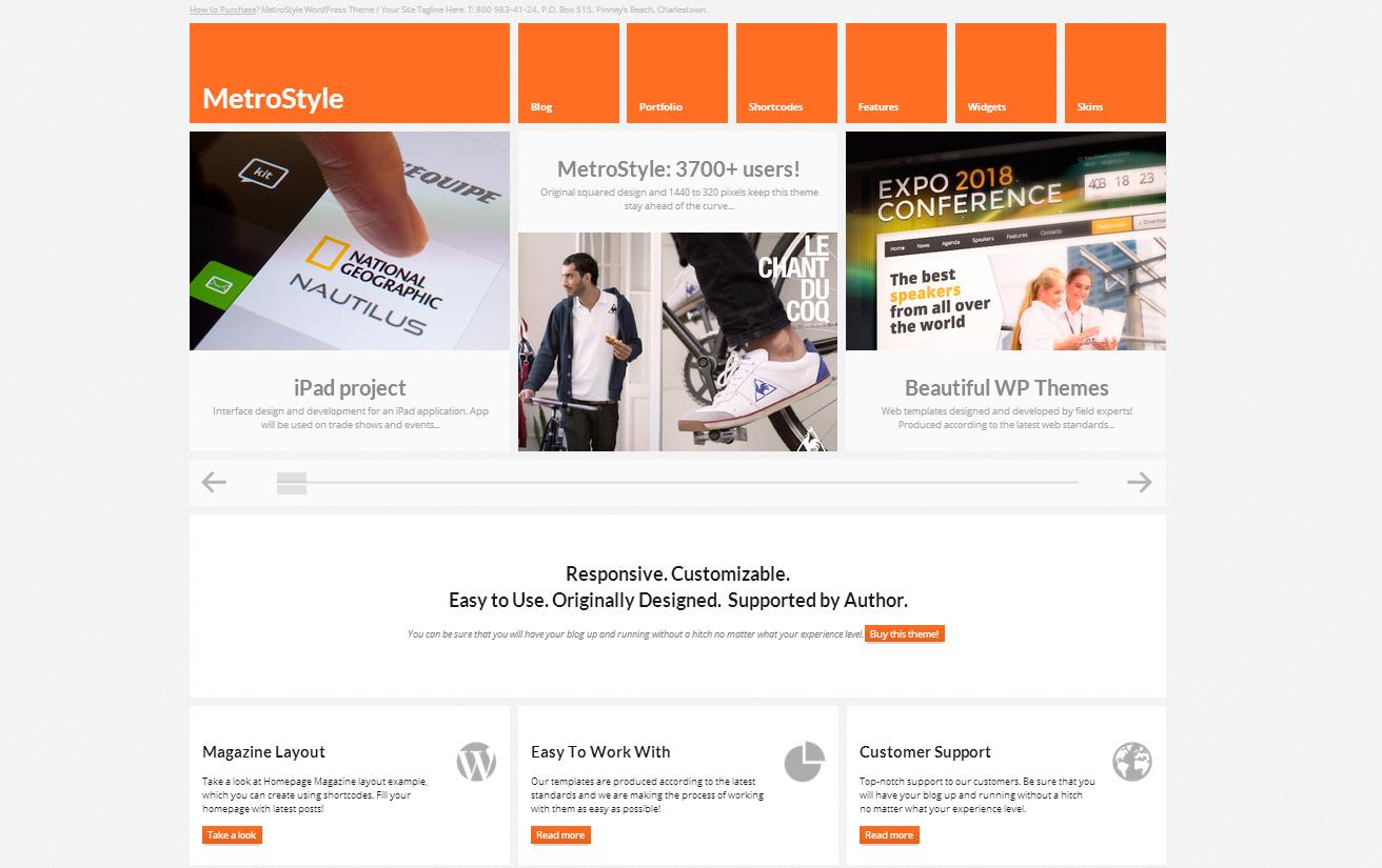 MetroStyle Responsive All Purpose Wordpress Theme - Business|Metro-style