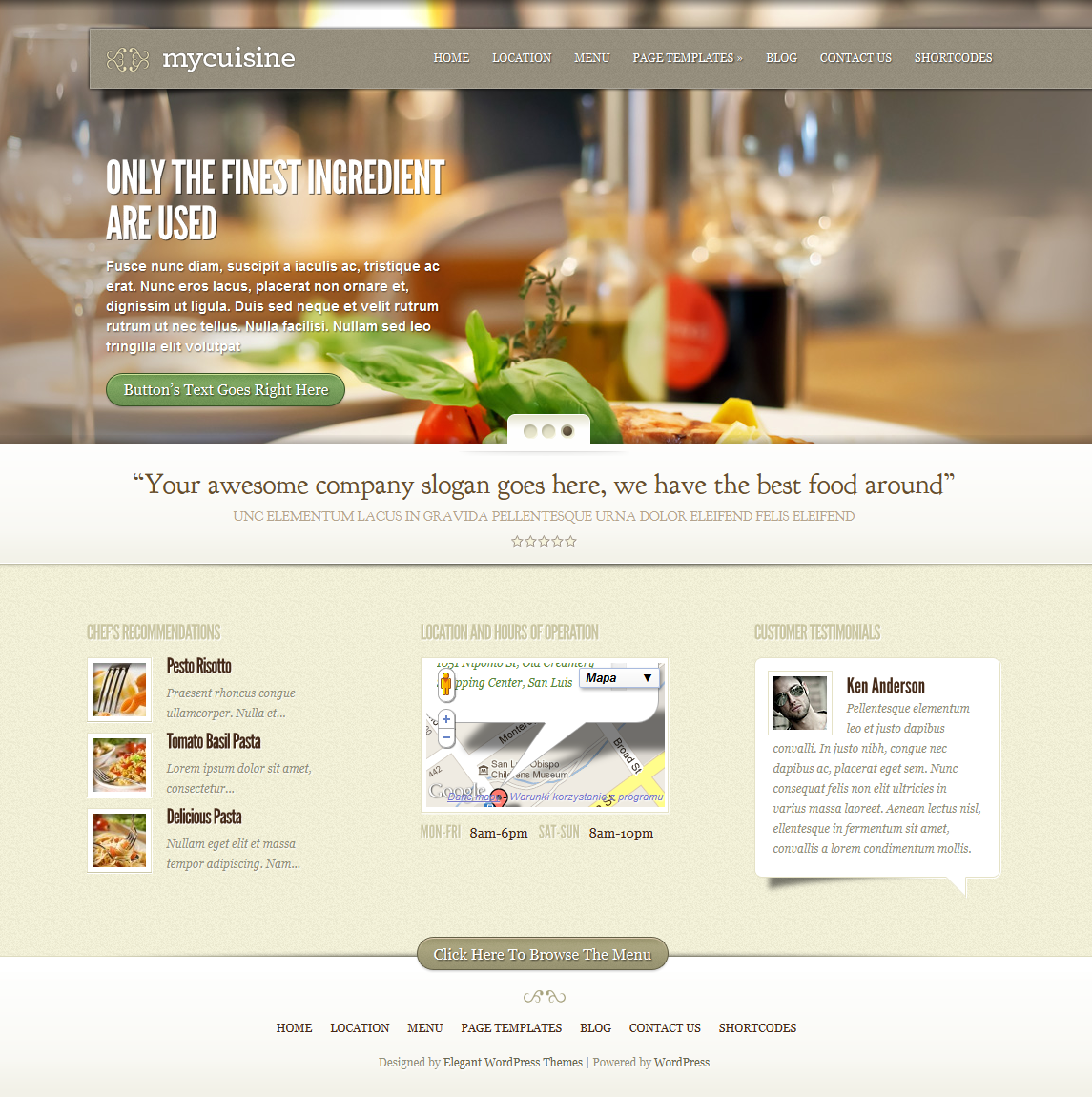 MyCuisine Restaurant WordPress Theme - Premium wordpress themes|Restaurant