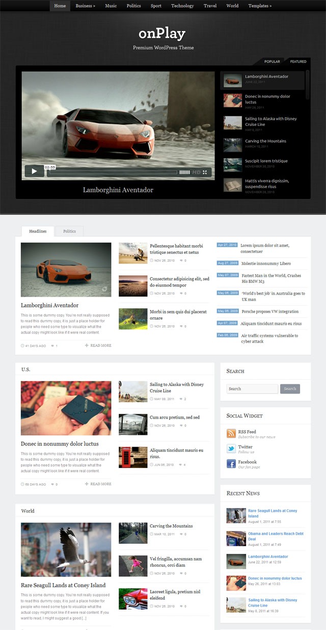 onPlay video WordPress Theme - Premium wordpress themes